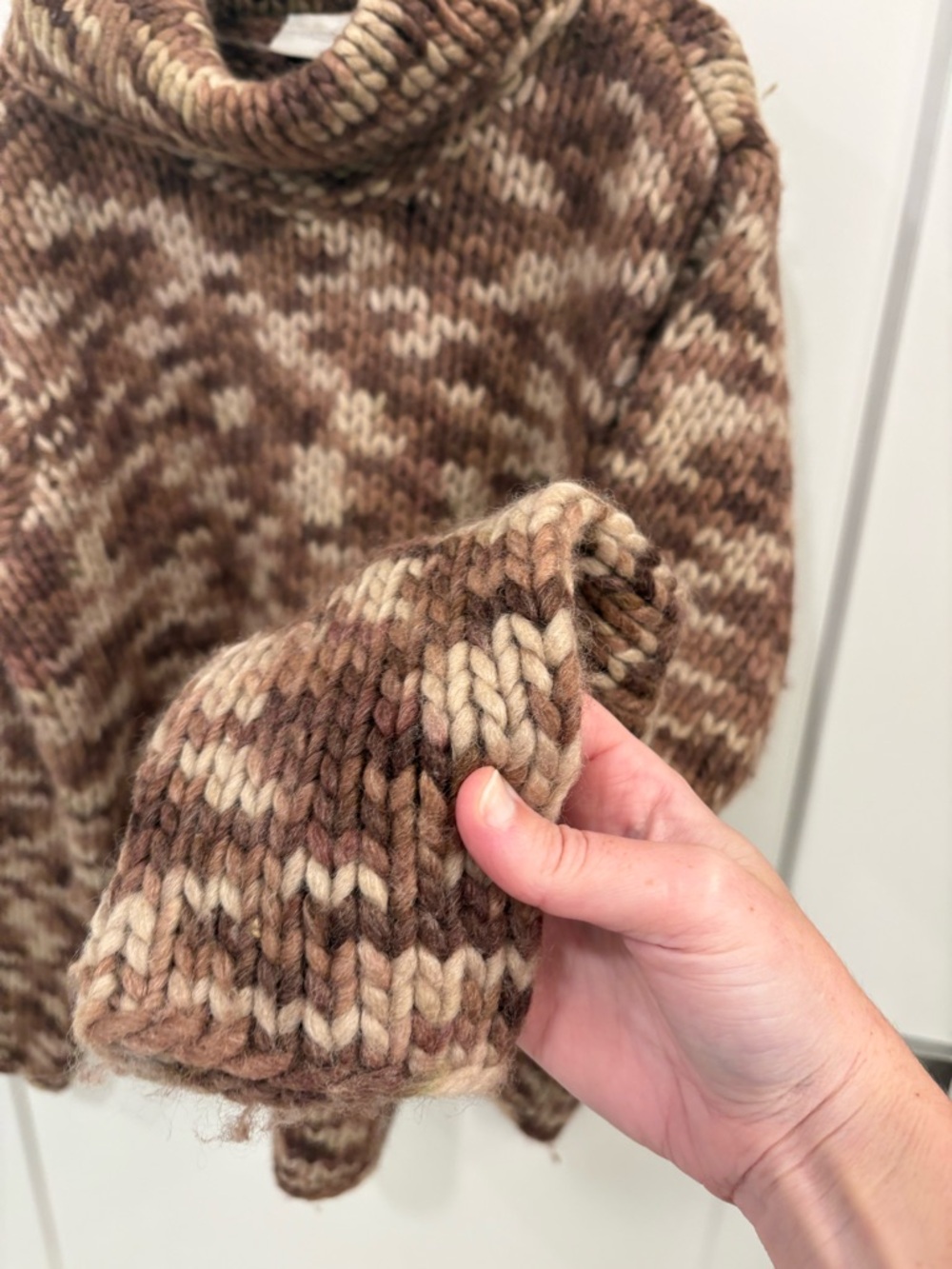 Vintage 90s Liz Claiborne Brown Wool Chunky Knit Turtleneck Sweater Sz M - Picture 6 of 12